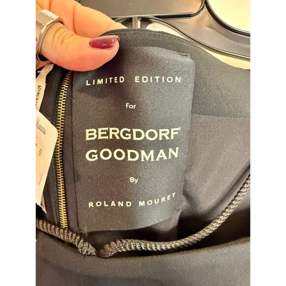 Roland Mouret Black Romolo Cape Sleeve Midi Dress NWT - Size 8 - Picture 14 of 14